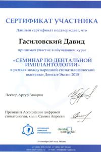 Сертификат - Гасиловский Давид Сергеевич